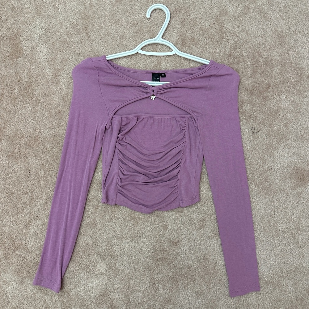 SHEIN Mauve Long Sleeve Crop Top